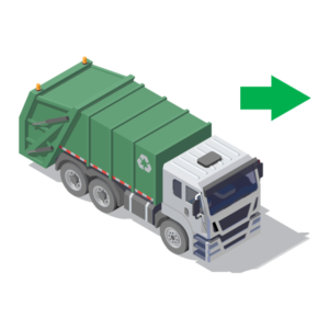 Garbage truck with green arrow